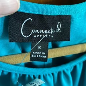 Pretty teal color a line dress with 2 pockets, 3/4 sleeve new with tags